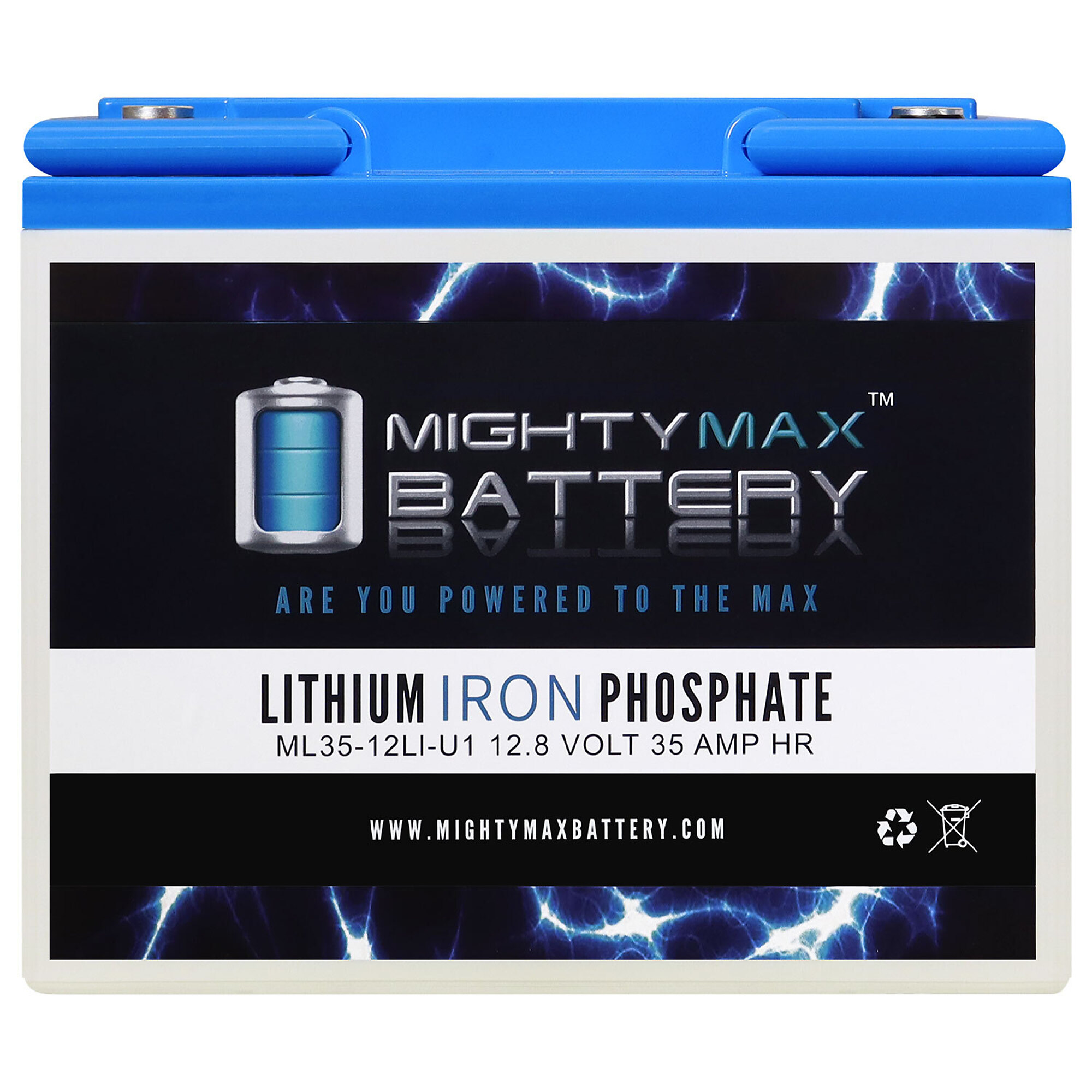 Mighty Max Battery ML35-12LI - 12 Volt 35 AH Deep Cycle Lithium Iron Phosphate (LiFePO4) Rechargeable and Maintenance Free Battery - Pack of 2